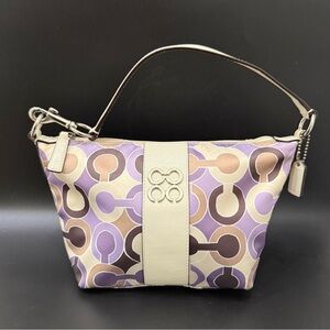COACH 44837 Julia Outline OP Art Lilac Sateen Pouch Small Purse Shoulder Handbag